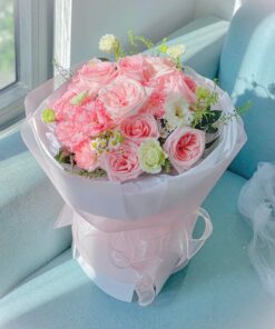 Bó hoa hồng Ohara dạng tròn tặng dịp kỉ niệm